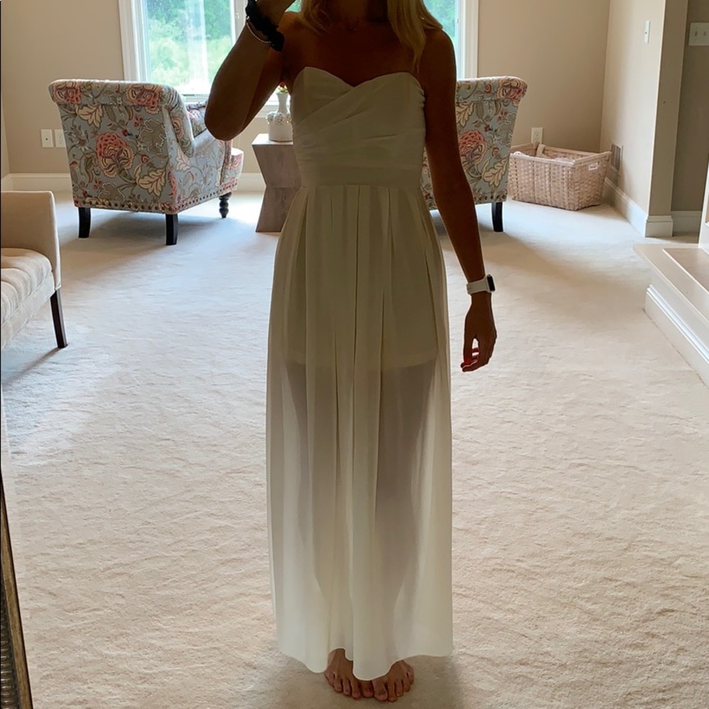 Cream maxi dress with slit